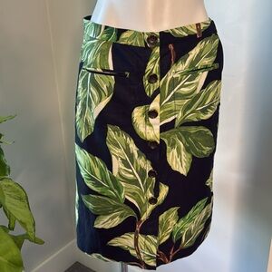 Ann Taylor Linen/Cotton Lined Tropical A-Line Skirt 8